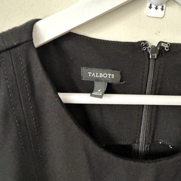 Talbots Sheath Dress Size 4 Career Workwear Minimalist Ponte Stretch Black Zip - Picture 5 of 6